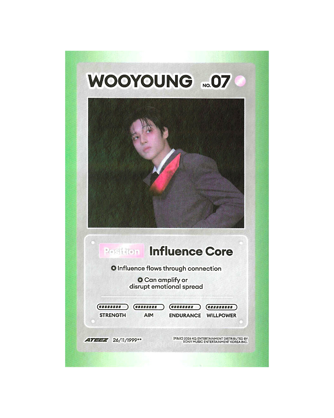 WOOYOUNG Character Card | Album DIARY ver. Inclusion | ATEEZ Golden Hour Part 5