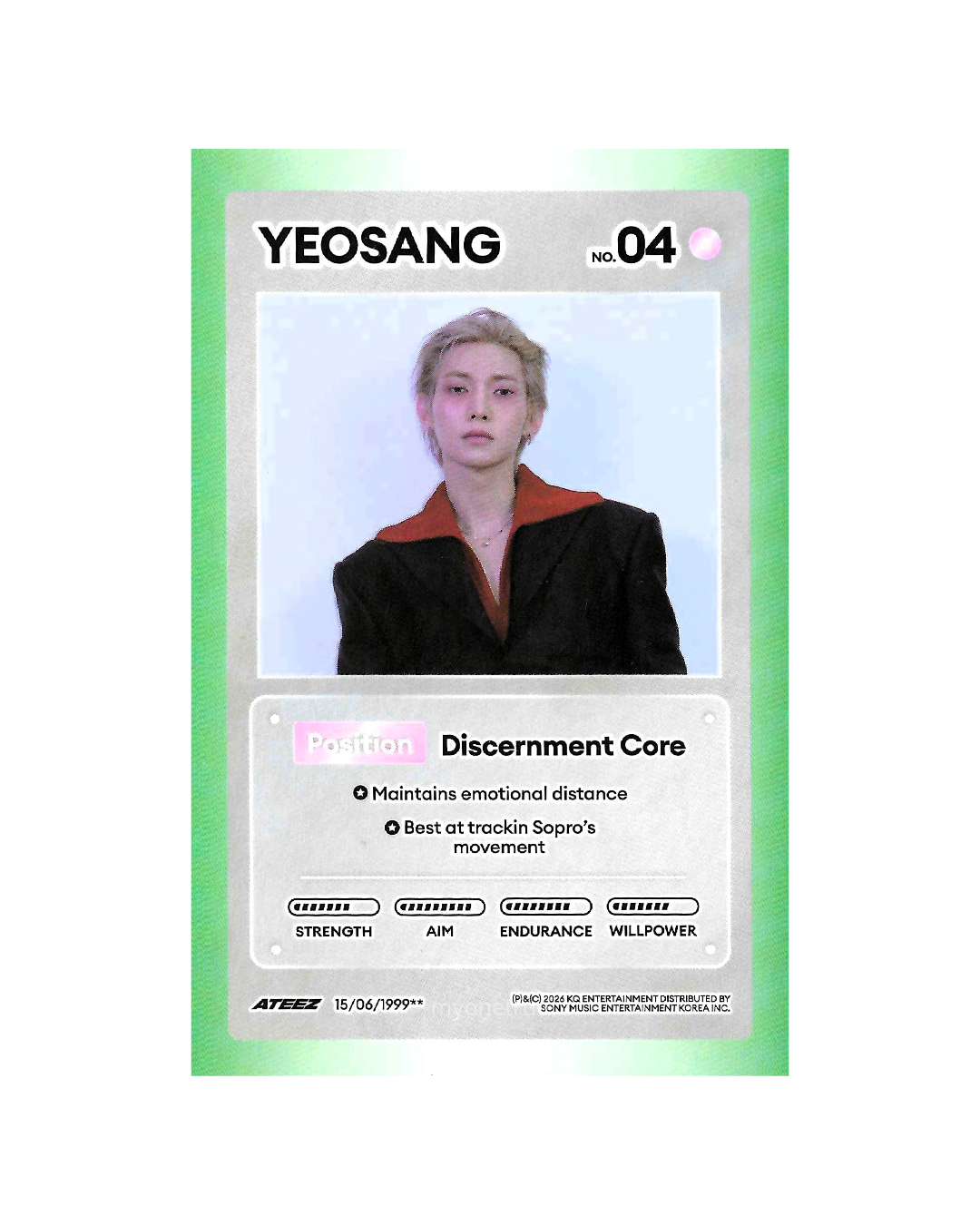 YEOSANG Character Card | Album DIARY ver. Inclusion | ATEEZ Golden Hour Part 5