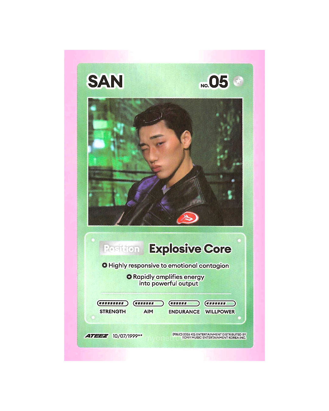 SAN Character Card | Album Z ver. Inclusion | ATEEZ Golden Hour Part 5